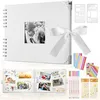 Image de Album Photo 80 Pages Noir Scrapbooking Album 295X 21Cm Livre Scrapbooking Avec 6 Stylos Metalliques Pour 160 Photos (Blanc)