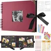 Image de Album Photo 80 Pages Noir Scrapbooking Album 295X 21Cm Livre Scrapbooking Avec 6 Stylos Metalliques Pour 160 Photos (Vin Rouge)