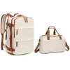 Image de Sac à Dos + Sac de Voyage - Valise de Voyage - Polyester - Crème - Ensemble 2 pièces 25L