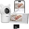 Image de 1080P 43 Babyphone caméra bébé avec app 360 ° PTZ suivi automatique audio bidirectionnel vision nocturne avec 64 go carte