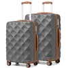 Image de Kono Set de 2 Valises de Voyage Rigide Bagage Cabine à Main (53+61cm) Ultra Légere à 4 roulettes avec Serrure TSA Gris