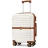 Image de Kono Valise Cabine Taille 55x40x20cm ABS+PC Rigide Petite Valise de Voyage avec 4 roulettes et Serrure Trolley de Voyage 36L Crème