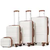 Image de Kono Set de 4 Valises Rigide Bagage Cabine (28/51.5/65/75cm) Valises de Voyage avec 4 roulettes et Serrure TSA + Vanity Case Crème