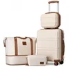 Image de Kono Set de 4 Valises de Voyage Rigide Bagage Cabine 51.5x38x21cm avec Portable Vanity Case + Pliable Sac de Voyage pour SportBeige