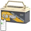Image de 12V140Ah Batterie au lithium LiFePO4 sous sège 150A BMS Bluetooth 5.0 protetion de froid pour la Caravane camping-car PowerQueen