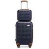 Image de Kono Set de 2 Valises Cabine 55x38x24cm Légère Valises de Voyage à 4 roulettes + Serrure TSA&Portable Vanity Case Rigide Marine