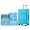 Image de Ensemble de Valises 51.5x40x22cm Légères ABS rigide avec 8 cubes demballage Valise de Voyage à 4 roulettes et Serrure TSA Bleu
