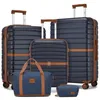 Image de Kono Set de 5 Valises de Voyage (55/66/76 cm) à 4 roulettes avec serrure + Pliable Sac de Voyage avec Trousse de Maquillage Marine