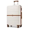 Image de Kono Valise de Voyage Grande Taille 76.5x50.5x29cm ABS+PC Rigide Valise avec 4 roulettes et Serrure Trolley de Voyage 94L Crème