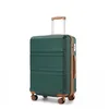 Image de Kono Valise de Voyage 75x30x48cm Trolley Rigide en ABS avec Bagages à Main à 4 roulettes et Serrure TSA Valise Cabine Vert/Brun