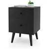 Image de COSTWAY Table de Chevet Table de Nuit à 2 Tiroirs en Bois d Hévéa Massif de Style Moderne 46x 41 x 62 CM Noir