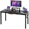 Image de COSTWAY Bureau Gaming / Table pour Gamer 140 x 60 x 74 cm (L x l x H) - Etagère pour Ecran Support pour TabletteCrochet Casque