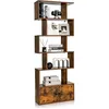 Image de GOPLUS Bibliothèque Étagère de Rangement 70x23x183CM à 5 Niveaux avec 1 Armoire à 2 PortesDispositif Anti-BasculementMarron