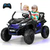 Image de GOPLUS Voiture Électrique Enfants 3-8 Ans 2 Portes avec Télécommande 24G Lumières et Musique 12V Quad Buggy Tout Terrain (Noir)