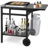 Image de GOPLUS Desserte Chariot de Barbecue avec 2 Roues&Plateau Pliant&4 Crochets Métalliques&Poignée Latérale955x55x755 CMNoir