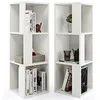 Image de COSTWAY Lot de 2 Bibliothèque en Bois de Style Industriel 33 x 33 x 1005 CM avec Étagère Asymétrique et 6 Compartiments Blanc