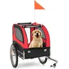 Image de COSTWAY Remorque de Vélo pour Animaux de Compagnie jusquà 40 KG avec Roues de 50 cm et Toit Ouvrant pour Chiens/Chats Rouge