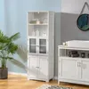 Image de COSTWAY Colonne Salle de Bain avec 4 Portes 2 Compartiments Ouverts Armoire Salle de Bain Étagères Réglables 60x30x163 cm Blanc