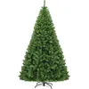 Image de GOPLUS Sapin de Noël Artificiel 225CM Pied Croisé en Fer 1346 Branches en PVC Arbre de Noël Système d’Ouverture de Parapluie