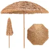Image de COSTWAY Parasol de Plage Hawaii Tropical en Chaume Ø243xH 222 cm Bouton-Pression 7 Couches 8 Baleines en Métal Polyester