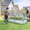 Image de COSTWAY 2 en 1 Lit Surélevé de Jardin avec Serre 2 Fenêtres Enroulables à 2 Niveaux Chaud et Aéré Galvanisé 180 x 90 x 91 cm