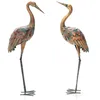 Image de COSTWAY Statue de Grue Debout Lot de 2 pour Jardin Cadre en Métal Imperméable Plumes de Couleur Dégradée Animaux Realiste