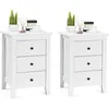 Image de COSTWAY Lot de 2 Table de Chevet Table de Nuit Moderne avec 3 Tiroirs Pour Salon Bureau Chambre 46 x 37 x 65 cm Blanc