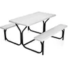 Image de COSTWAY Table Camping avec 2 Banc - 4 à 6 Personnes - pour Pique-Nique-Camping Blanc