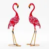 Image de RELAX4LIFE Lot de 2 Statue de Flamant Rose Cadre Métallique & Surface Antirouille Décoration Artistique pour Maison/Cour/Terrasse