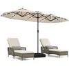Image de Parasol Double de Jardin XXL 400 x 200 x 240 cm- COSTWAY- 36 Lumières LED - Base Inclus - 12 Baleines -Rectangulaire Beige