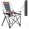 Image de COSTWAY Chaise de Camping Pliante avec Dossier Haut Coussin Lombaire Charge 150KG Fauteuil de Camping pour Plage Pêche Pique-Nique