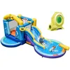 Image de COSTWAY Château Gonflable Thème Océan avec Souffleur 680W Toboggan dEau2 Piscines 50 Balles Océanique Canon à EauPanier de Basket