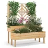 Image de COSTWAY Jardinière avec Treillis à 2 Niveaux en Bois de Sapin Bac à Fleurs Rectangulaire avec Trou de Drainage pour Plante Grimpante