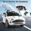 Image de COSTWAY Aston Martin Voiture Électrique 12V/45 Ah pour Enfants 3-8 AnsTélécommande 2.4G 2 Moteur LED USB Radio Klaxon Blanc