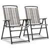 Image de COSTWAY Lot de 2 Chaises de Jardin Pliantes en Textilène et Métal Charge 150KG Fauteuil de Jardin pour Camping Plage