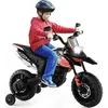 Image de Moto Électrique Enfant COSTWAY Moto-cross (RX125) 12V 7AH 2 Moteur - 55 à 6 km/h Phares Klaxon Musiques USB 3 à 8 Ans Rouge