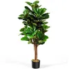 Image de COSTWAY Plante Artificielle 120 CM Dia.15 CM 118 Feuilles en PEVA Pot Décoration en PP Nettoyage Facile pour Maison Bureau