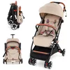 Image de Poussette Compacte Bébé COSTWAY-Pliable une Main avec Tige-DossierRepose-pieds Réglable-Auvent Rétractable-Sangle de Poignet-Beige