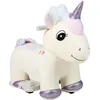 Image de COSTWAY Voiture Electrique Enfant en Peluche Licorne avec Musique Pédale Latérale & Guidon Antidérapant Charge 25KG 3 Ans+