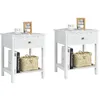 Image de COSTWAY Lot de 2 Table de Chevet à 2 Niveaux Style Moderne Simple 48 x 40 x 58 CM Blanc