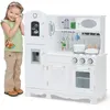 Image de COSTWAY Cuisine Enfant en Bois 3 Ans+ 6 Accessoires Téléphone InclusTableau Noir Effets Sonore et Lumière Blanc