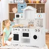 Image de COSTWAY Cuisine pour Enfants en Bois 3 Ans+ Effet Lumière & Sonore Machine à Laver Micro-OndesHorlage en Forme Maison