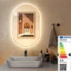 Image de COSTWAY Miroir Salle de Bain LED 80 x 50 cm avec 3 Couleurs et Luminosité Réglables Antibuée Antidéflagrant