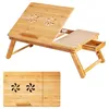 Image de COSTWAY Table de Lit Portable pour PC & Tablette Design Thermique Table Pliable et Inclinable avec Petit Tiroir pour Petit déjeuner