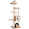 Image de COSTWAY Arbre à Chat 175CM à 6 Niveaux avec Niche et Coussin Amovible Grande Tour de Jeu pour Chat avec Poteaux en Sisal Beige