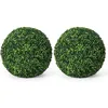 Image de COSTWAY Plante Artificielle - 2 Boules de Buis (Dia.: 45 CM) BuisSphères Résistantes aux UV Décoratives pour Intérieur Extérieur