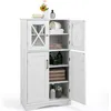 Image de COSTWAY Meuble de Salle de Bain à 4 Portes avec 3 Étagères Réglables pour Salle de Bain Salon Cuisine 60 x 30 x 108 cm Blanc