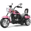 Image de COSTWAY Moto Électrique 6V pour Enfants Scooter avec 3 Roues Effet Sonore et Lumineux 3Km/h Max 3 Ans+ Style de Chopper Rose