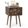 Image de COSTWAY Table de Chevet avec 2 Tiroirs Table dAppoint pour Salon Chambre Bureau 40 x 40 x 595 cm Marron