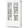 Image de COSTWAY Bibliothèque avec Portes en Verre Trempé Étagères Réglables de Rangement et Tiroir pour Salon Bureau 80 x 40 x 139 cm